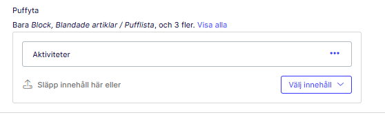 Skärmklipp som visar puffytan för block. 